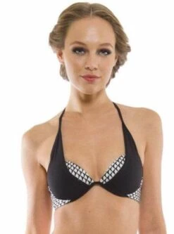 Aquarella Endless Black And Checkered Padded Halter Top And Cheeky Side Tie Atomic Brazilian Swimwear Swimsuit Set -Fashionable Swimwear aquarella apparel accessories clothing swimwear aquarella endless black and checkered padded halter top and cheeky side tie atomic brazilian swimwear swimsuit set 28008270364770