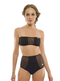 Aquarella Outlaw Bandeau Mesh Top And High Rise Bottom Bikini Swimwear Swimsuit Set