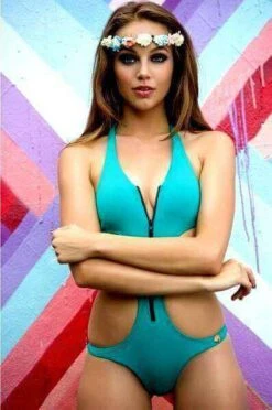 Aquarella Brave Zip Monokini One Piece Swimwear Swimsuit -Fashionable Swimwear aquarella apparel accessories clothing swimwear small blue aquarella brave zip monokini one piece swimwear swimsuit 28055111630946