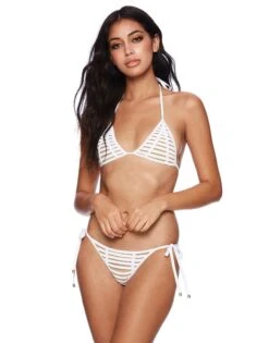 Beach Bunny White Hard Summer Tie Side Bottom -Fashionable Swimwear beach bunny apparel accessories clothing swimwear beach bunny white hard summer tie side bottom 28053369913442