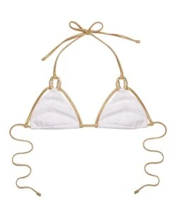 Beach Bunny White Madagascar Glam Triangle Top & Tie Side Bottom Bikini Swimwear Set -Fashionable Swimwear beach bunny apparel accessories clothing swimwear beach bunny white madagascar glam tie side bottom triangle top bikini swimwear set 12209332879458