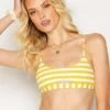 Beach Bunny Honey White Stripe Elsie Bralette Top Swimwear Separate