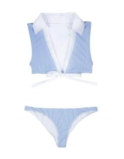 Beach Bunny Lola Wrap Top & Skimpy Bottom Bikini Swimwear Set -Fashionable Swimwear beach bunny apparel accessories clothing swimwear large large blue beach bunny lola wrap top skimpy bottom bikini swimwear set 4221994762338