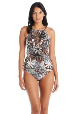 Bold Moves High Neck Tankini Top