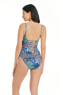 By The Sea One Piece Low Neck Lace Down Swimsuit -Fashionable Swimwear bleu rod bythesea 1 pc by the sea one piece low neck lace down swimsuit 36104774254767 scaled