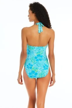 Escape To The Beach Halter Tie Back One Piece Swimsuit -Fashionable Swimwear bleu rod escape to the beach 1 pc escape to the beach halter tie back one piece swimsuit 35796072792239 scaled