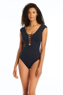 Hole In OneLattice Cap Sleeve One Piece Swimsuit 7 Hole In OneLattice Cap Sleeve One Piece Swimsuit -Fashionable Swimwear bleu rod hole in one 1 pc 4 black hole in one lattice cap sleeve one piece swimsuit 35796215136431 scaled