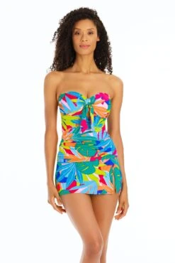 Life Of The Party Draped Bandeau Tankini Top