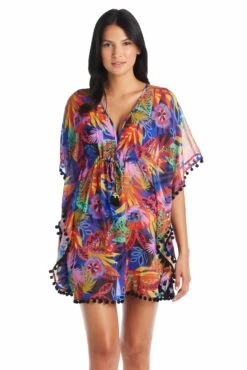 Night Safari Caftan Swim Cover Up -Fashionable Swimwear bleu rod night safari caftan cover up chiffon caftan tie front swim cover up ns 35113672999087 scaled
