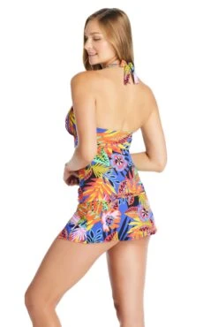 Night Safari Plunge Halter Tankini Top -Fashionable Swimwear bleu rod night safari tankini plunge halter tankini top tie back ns 35113717498031 scaled