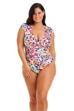 Party Animal Cap Sleeve One Piece Swimsuit Plus -Fashionable Swimwear bleu rod party animal plus 1 pc 16w party animal cap sleeve one piece swimsuit plus pa 35265852604591 scaled
