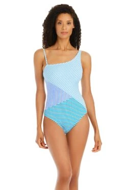 Stripe Tease One Shoulder One Piece Swimsuit -Fashionable Swimwear bleu rod stripe tease 1 pc stripe tease one shoulder one piece swimsuit 35797040693423 scaled