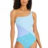 Stripe Tease One Shoulder One Piece Swimsuit