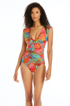 The Heat Is On Cap Sleeve One Piece Swimsuit -Fashionable Swimwear bleu rod the heat is on 1 pc 4 ht multi the heat is on cap sleeve one piece swimsuit 35797234221231 scaled
