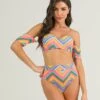 Búzios Vibes Print Carol Bandeau Top & Kate High Waisted Bottom Bikini Swimsuit Set