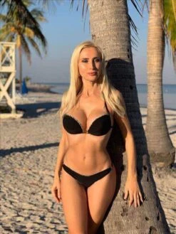 Corpo Bonito Black W/ White Stitch JOA Brazilian Bikini Set