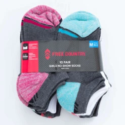 Daytona Girls' 10 Pack Half Cushion No-Show Socks