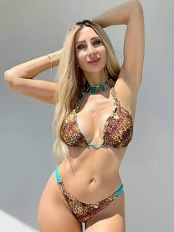 Guria Beachwear Tiger Halter Top &Cheeky Bottom Bikini -Fashionable Swimwear guria apparel accessories clothing swimwear guria beachwear tiger halter top cheeky bottom bikini 2021 guria beachwear leopard halter top brazilian bottom bikini 28043618189410 1