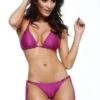 Guria Samba Shiny Fuchsia Bikini With Triangle Top And Fringe Brazilian Bottom