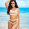 Ivory Metallic Venus Cut Top & High Waist Cheeky Bottom Swimsuit