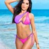 Purple One Shoulder Underwire Top & Tie Side Thong Swimsuit