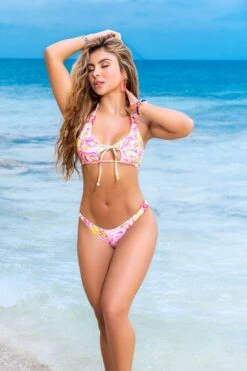 Retro Print Halter Top & Cheeky Bottom Swimsuit