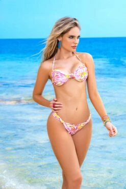 Retro Print Ruched Underwire Top & Cheeky Bottom Swimsuit
