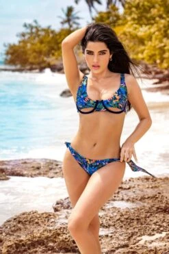 Tropical Print Underwire Top & Tie Side Cheeky Bottom Swimsuit