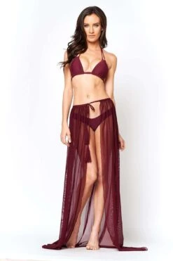 Montce Swim Maroon Euro Tassels Swimsuit Triangle Top -Fashionable Swimwear montce swimwear apparel accessories clothing swimwear montce swim maroon euro tassels swimsuit triangle top 28015926837346