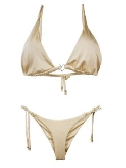 Liliana Montoya Bikini Marinera Beige Shiny Top & Bottom Bikini Swimwear Set -Fashionable Swimwear montoya apparel accessories clothing swimwear liliana montoya bikini marinera beige shiny top bottom bikini swimwear set 12051669287010