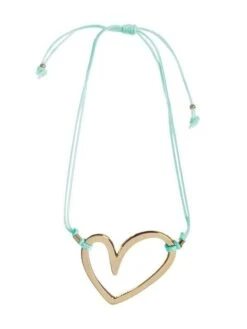 Liliana Montoya Gold Heart Mint String Bracelet