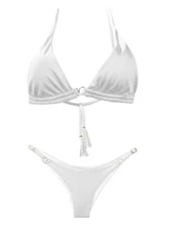 Liliana Montoya Shiny White Bikini Marinera Double Straps Bottom Bikini Swimwear Separate -Fashionable Swimwear montoya apparel accessories clothing swimwear liliana montoya shiny white bikini marinera double straps bottom bikini swimwear separate 12052464009314