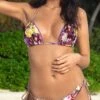 Liliana Montoya Swim B049RI Rosales Ines Purple Triangle Top & Side Tie Scrunch Bottom Swimwear Set