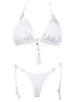 Liliana Montoya White Bikini Marinera Shiny Bottom Bikini Swimwear Separate -Fashionable Swimwear montoya apparel accessories clothing swimwear liliana montoya white bikini marinera shiny bottom bikini swimwear separate 12047934586978