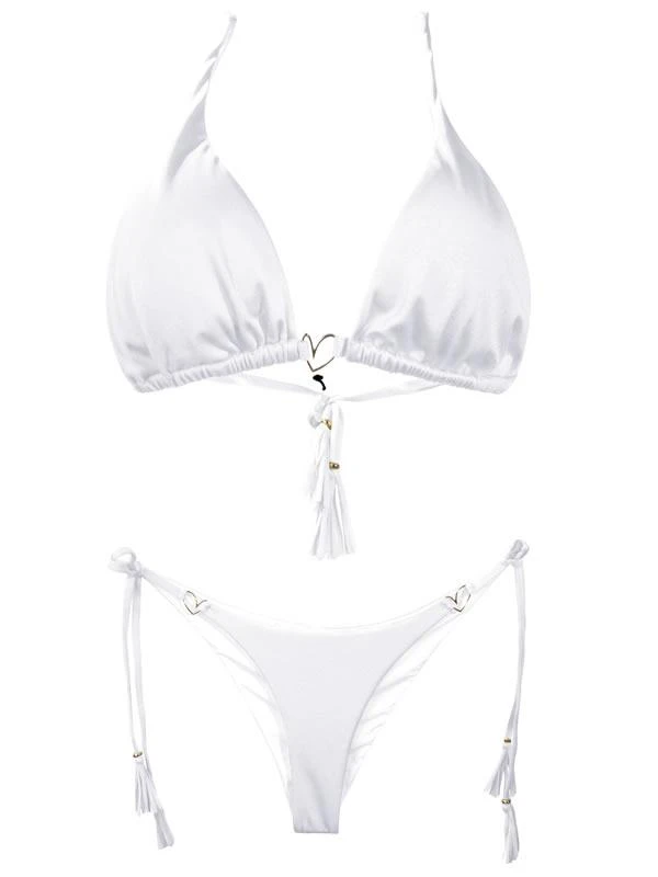 Liliana Montoya White Bikini Marinera Shiny Tops & Bottom Bikini Swimwear Set 2 Liliana Montoya White Bikini Marinera Shiny Tops & Bottom Bikini Swimwear Set - Image 2