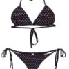 Liliana Montoya Swim Bikini Brasilerita Black W/ Pink Heart Print Triangle Top & Micro Thong Bottom
