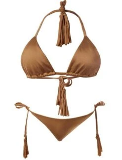 Liliana Montoya GAiA Bronze Triangle Top & Side Tie Cheeky Bottom Set
