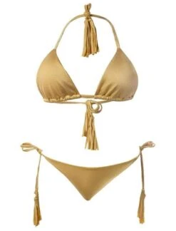Liliana Montoya GAiA Gold Triangle Top & Side Tie Cheeky Bottom Set