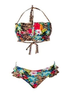 Liliana Montoya GAiA Rainforest Tiger Bandeau Top & Ruffled Bikini Bottom Set