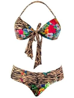 Liliana Montoya GAiA Rainforest Tiger Front Tie Bandeau Top & Cheeky Bottom Set