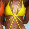 Liliana Montoya Swim B057Y Bikini Marinera Yellow Triangle Top And Brazilian Bottom Swimwear Set