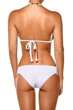 Notorious Swimwear Envy White Halter Top & Strappy Cheeky Scrunch Bottom W/ Swarovski Crystal Accents Bikini Set -Fashionable Swimwear notorious swimwear apparel accessories clothing swimwear notorious swimwear envy white halter top strappy cheeky scrunch bottom w swarovski crystal accents bikini set 2550292119650