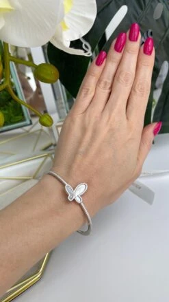 Silver Bracelet With Mother Of Pearl Butterfly -Fashionable Swimwear olganikoza silver bracelet with mother of pearl butterfly 28783948955746 scaled