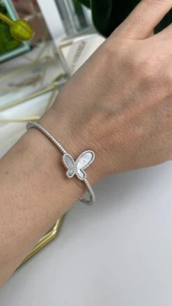 Silver Bracelet With Mother Of Pearl Butterfly -Fashionable Swimwear olganikoza silver bracelet with mother of pearl butterfly 28783949086818 scaled