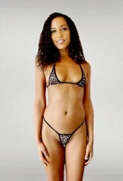Leopard Print Micro Triangle Top & G-String Thong Bottom Bikini