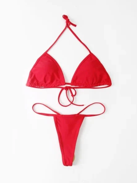 Sexy Red Fashion High Waist Micro Thong G-String Bikini (Black Also Available)