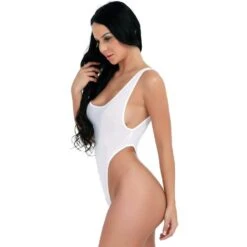 White Sheer Extreme High Thigh Cut Thong One Piece Swimsuit Swimwear (Black Also Available) -Fashionable Swimwear sohot swimwear apparel accessories clothing swimwear white sheer extreme high thigh cut thong one piece swimsuit swimwear black also available 28017096851554