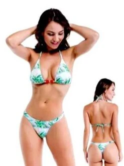 Nice Floral Print Triangle Top & Thong Bottom Set