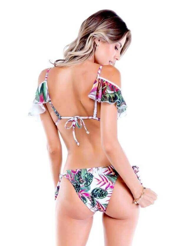 Sicilia Floral Ruffle Triangle Top & Side Tie Cheeky Bottom Set 2 Sicilia Floral Ruffle Triangle Top & Side Tie Cheeky Bottom Set - Image 2