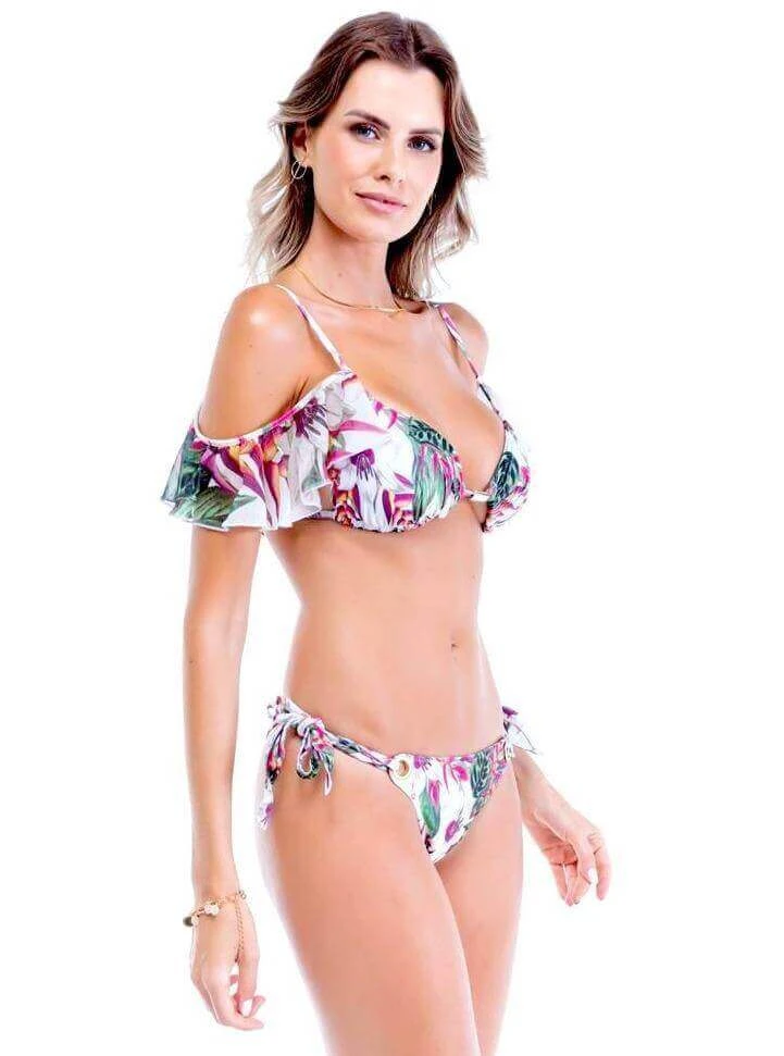 Sicilia Floral Ruffle Triangle Top & Side Tie Cheeky Bottom Set 3 Sicilia Floral Ruffle Triangle Top & Side Tie Cheeky Bottom Set - Image 3